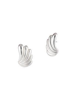 Anne Klein Silvertone Fan Clip-on Earrings