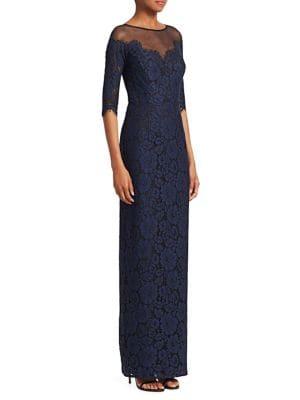 Teri Jon Lace Illusion Gown