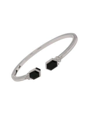 Ripka Martinique Sterling Silver, Black Onyx & White Topaz Cuff Bracelet