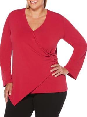 Rafaella Plus Long-sleeve Faux Wrap Top