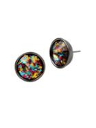 Betsey Johnson Confetti Hematite-tone Round Stud Earrings