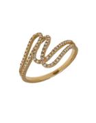 Lord & Taylor Diamond And 14k Yellow Gold Swirl Ring