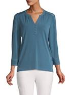 Karl Lagerfeld Paris Three-quarter Sleeve Splitneck Top