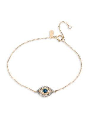 Adina Reyter 14k Yellow Gold And Diamond Tiny Pave Evil Eye Bracelet