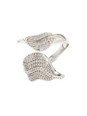 Vince Camuto Vine Leaf Pave Silvertone Ring