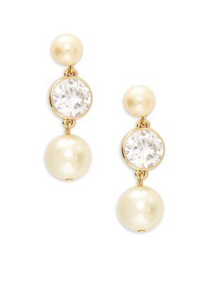 Miriam Haskell Faux Pearl And Crystal Drop Earrings