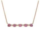 Marco Moore 18k Rose Gold, Pink Sapphire & 0.07 Tcw Diamond Bar Necklace