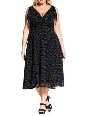 City Chic Plus Alika Polka Dot A-line Dress