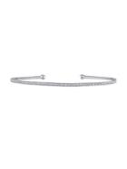 Sonatina 18k White Gold & Diamond Open Bangle Bracelet