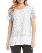 Karen Kane Contrast Hem Lace Top