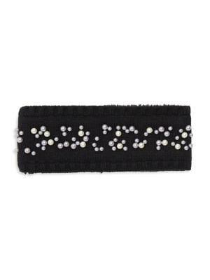 Echo Embellished Faux Fur Knit Headband