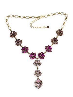 Belle By Badgley Mischka Pink Ombre Stone Cluster Y-necklace