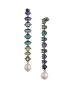 Carolee Hematite-tone, 12mm Freshwater Pearl & Ombre-stone Linear Drop Earrings