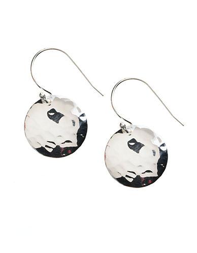 Lord & Taylor Sterling Silver Hammered Disc Drop Earrings
