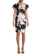 Calvin Klein Floral Slit-sleeve Sheath Dress