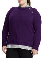 Lauren Ralph Lauren Plus Buttoned Cotton-blend Twofer Sweater