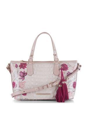 Brahmin Asher Mini Floral Embossed Leather Tote