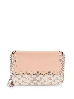Karl Lagerfeld Paris Elsa Embellished Leather Crossbody Bag