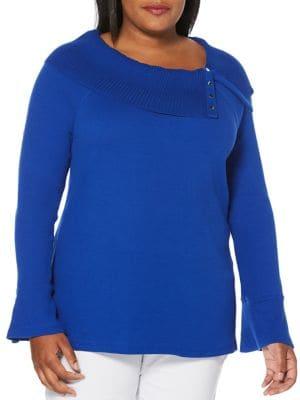 Rafaella Plus Split Collar Top
