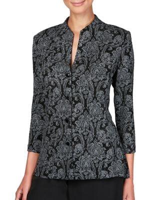 Alex Evenings Plus Dotted Floral Jacquard Jacket