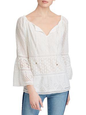 Lauren Ralph Lauren Eyelet Lace Cotton Blouse
