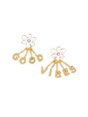 Bcbgeneration Affirmation Flower Good Vibes Front Back Earrings