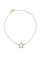 Lord & Taylor Diamond And 14k Yellow Gold Star Charm Bracelet