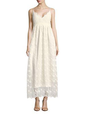 Molly Bracken V-neck Botanical Lace Maxi Dress