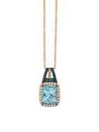 Le Vian Exotics 14k Strawberry Gold, Sea Blue Aquamarine, Blueberry Diamonds & Vanilla Diamonds Pendant Necklace