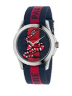 Gucci Le Marche Des Merveilles Snake Stainless Steel & Striped Nylon Strap Watch