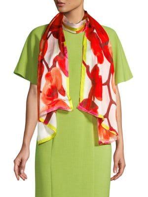 Vince Camuto Orchid-print Silk Scarf