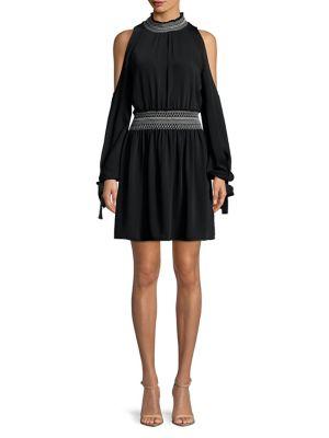 Laundry By Shelli Segal Smocked Cold-shoulder Dress
