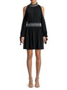 Laundry By Shelli Segal Smocked Cold-shoulder Dress