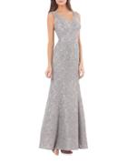 Js Collections V-neck Lace Gown