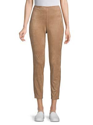 H Halston High-rise Faux-suede Leggings