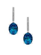Lord & Taylor Diamond, Blue Topaz And Sterling Silver Drop Earrings
