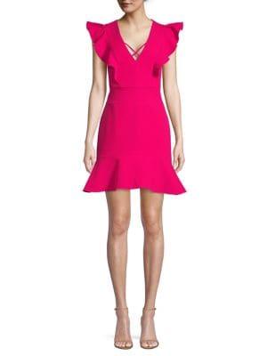 Bcbgmaxazria Flutter-sleeve Mini Dress