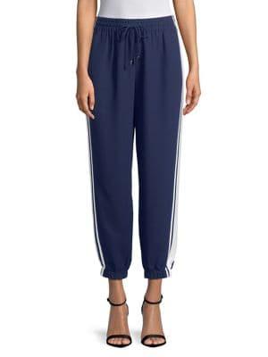 Imnyc Isaac Mizrahi Pull-on Side-stripe Satin Crepe Jogger Pants