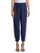 Imnyc Isaac Mizrahi Pull-on Side-stripe Satin Crepe Jogger Pants