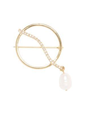 Vince Camuto Goldtone, Glass Stone And Faux Pearl Brooch Pin