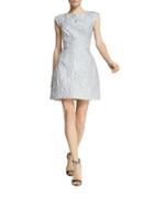 Halston Heritage Jacquard Cap-sleeve Fit And Flare Dress