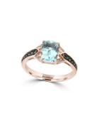 Effy Aquarius Diamond, Brown Diamond, Aquamarine And 14k Rose Gold Ring