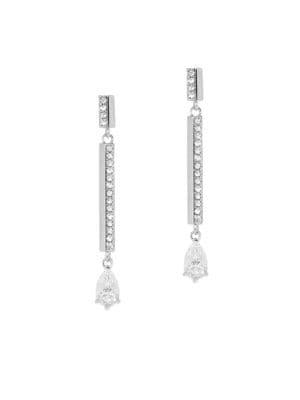 Vince Camuto Silvertone And Cubic Zirconia Pave Linear Earrings