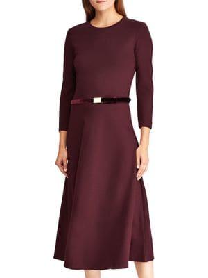 Lauren Ralph Lauren Velvet Belted Ponte Dress