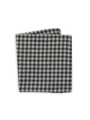 Black Brown Gingham Cotton Pocket Square
