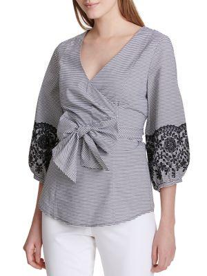 Calvin Klein Poplin Cotton Wrap Top