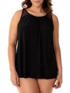 Miraclesuit Plus Mariella Pleated Neck Swim Tank