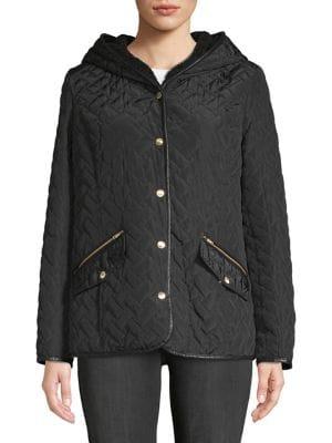 Cole Haan Signature Quilted Faux-sherpa Hooded Coat