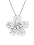Lord & Taylor Sterling Silver & Swarovski Crystal Flower Pendant Necklace