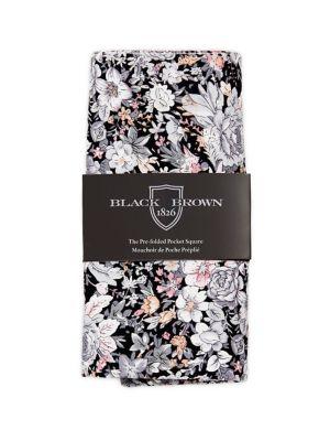 Black Brown Floral Cotton Pocket Square